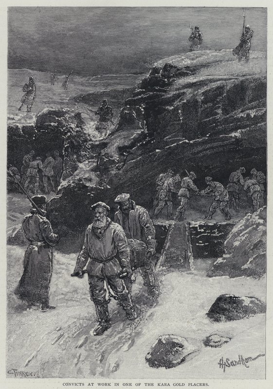 Tuomitut töissä yhdessä Kara-kullansijoittajista (litho) tekijältä Henry Sandham