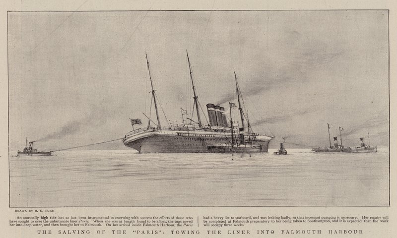 Pariisin pelastaminen, linja-auton hinaus Falmouthin satamaan tekijältä Henry Scott Tuke