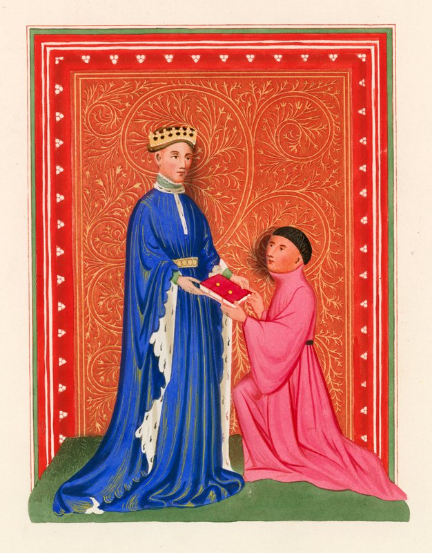 Occleve esittelee kirjansa Henry V:lle, n. 1410 tekijältä Henry Shaw