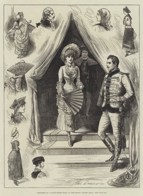 Luonnokset Fancy-Dress Ballissa Royal Albert Hallissa tekijältä Henry Stephen Ludlow