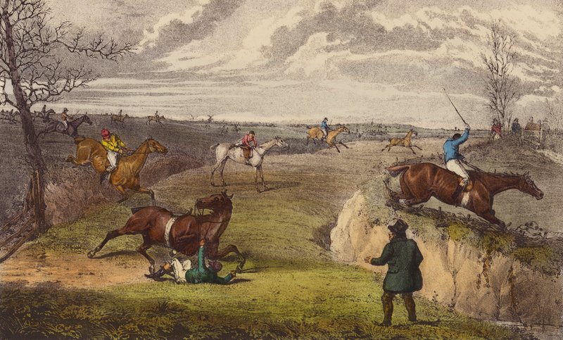 A Steeple-Chase (väri litho) tekijältä Henry Thomas (after) Alken