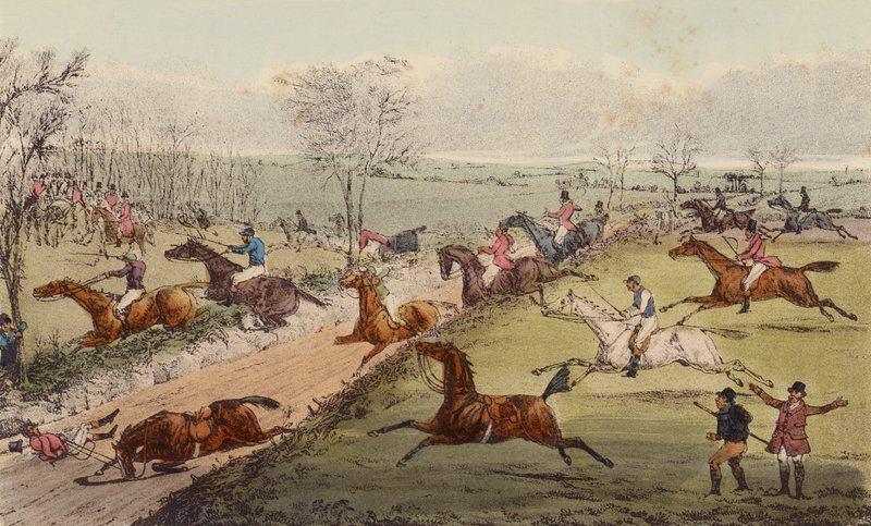 A Steeple-Chase, Uponnut tie (väri litho) tekijältä Henry Thomas (after) Alken