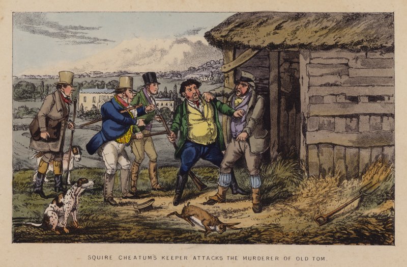 Kuvitus Jorrocksille Jollities ja Jollities (väri litho) tekijältä Henry Thomas (after) Alken