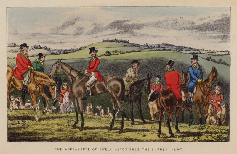 Kuvitus Jorrocksille Jollities ja Jollities (väri litho) tekijältä Henry Thomas (after) Alken