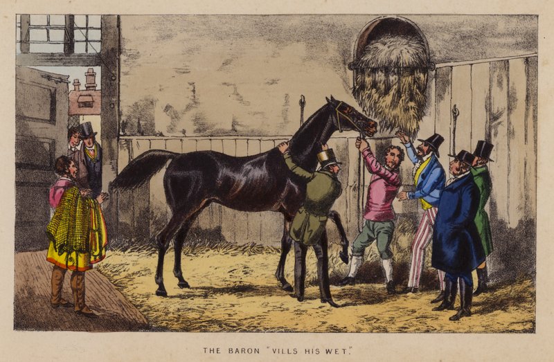Kuvitus Jorrocksille Jollities ja Jollities (väri litho) tekijältä Henry Thomas (after) Alken