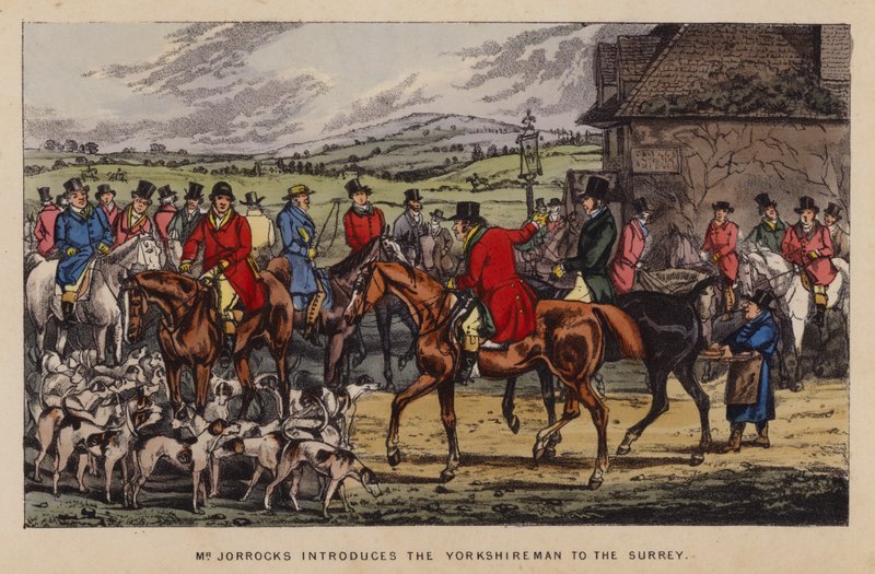 Kuvitus Jorrocksille Jollities ja Jollities (väri litho) tekijältä Henry Thomas (after) Alken