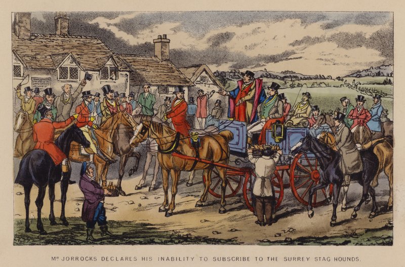 Kuvitus Jorrocksille Jollities ja Jollities (väri litho) tekijältä Henry Thomas (after) Alken