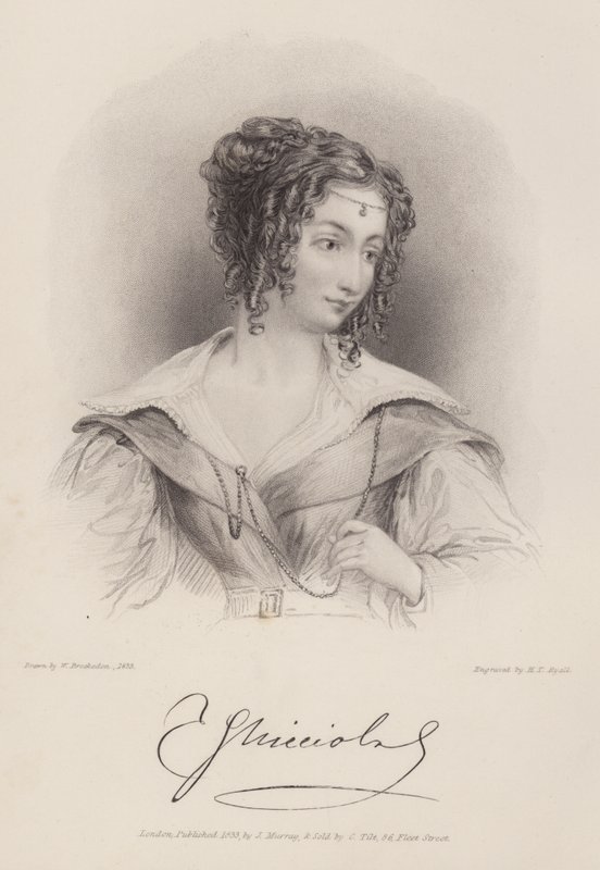 Kreivitär Teresa Guiccioli, Lord Byronin rakastajatar (kaiverrus) tekijältä Henry Thomas (after) Ryall