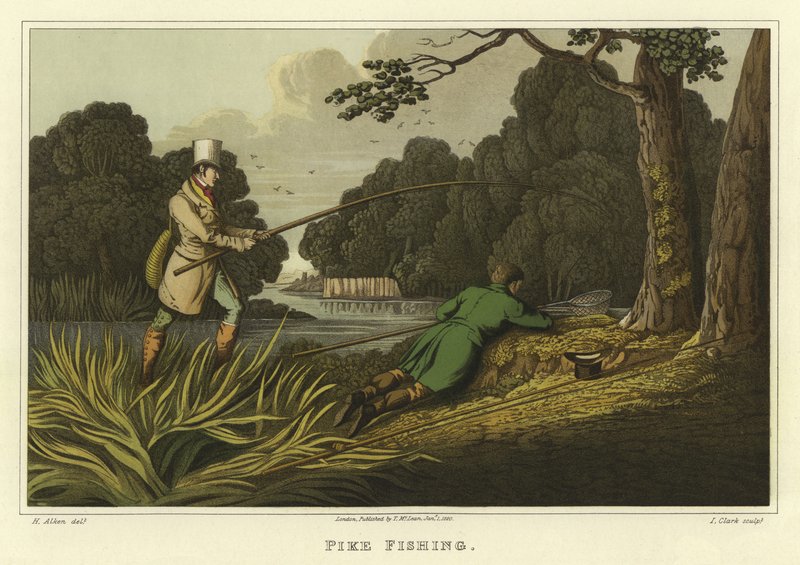 Hauen kalastus (chromolitho) tekijältä Henry Thomas Alken