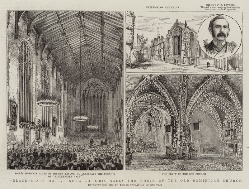 Blackfriars Hall, Norwich, alun perin vanhan dominikaanisen kirkon kuoro tekijältä Henry William Brewer