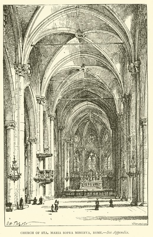 Sta Maria Sopra Minervan kirkko, Rooma (kaiverrus) tekijältä Henry William Brewer