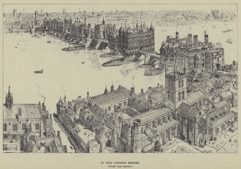 Old London Bridge, etelästä tekijältä Henry William Brewer