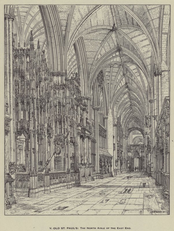 Old St Pauls, East Endin pohjoinen käytävä tekijältä Henry William Brewer