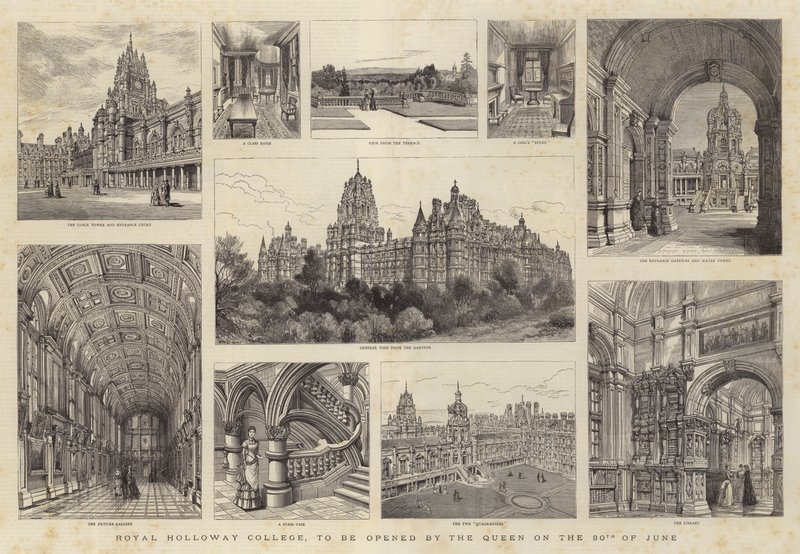 Royal Holloway College, jonka kuningatar avaa 30. kesäkuuta tekijältä Henry William Brewer