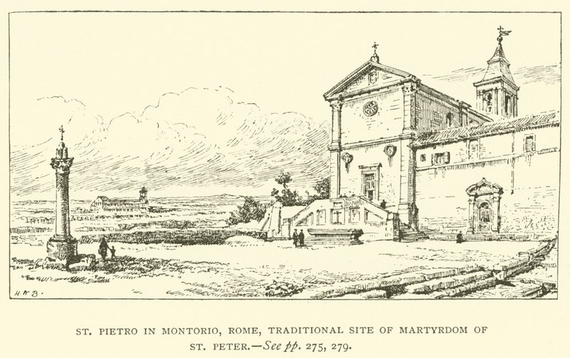 St Pietro Montoriossa, Roomassa, perinteinen Pyhän Pietarin marttyyrikuoleman paikka (kaiverrus) tekijältä Henry William Brewer