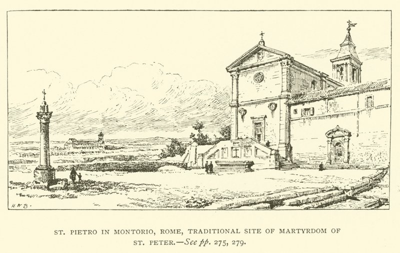 St Pietro Montoriossa, Roomassa, perinteinen Pyhän Pietarin marttyyrikuoleman paikka (kaiverrus) tekijältä Henry William Brewer