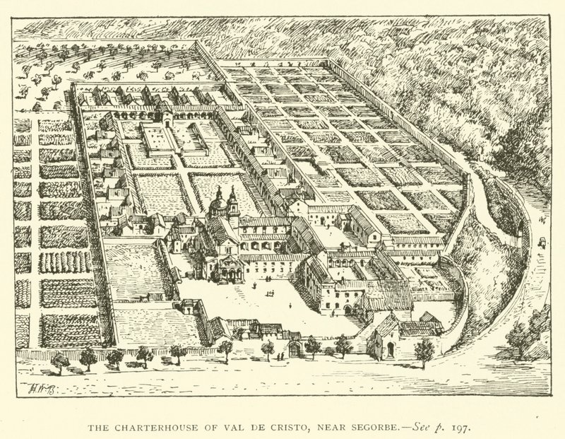 Val de Criston charterhouse lähellä Segorbea (kaiverrus) tekijältä Henry William Brewer