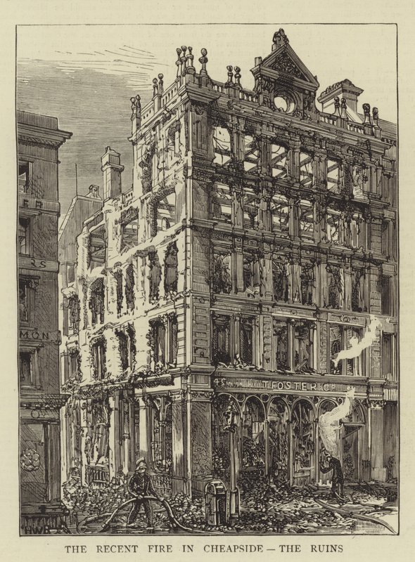 Äskettäinen tulipalo Cheapsidessa, raunioissa tekijältä Henry William Brewer
