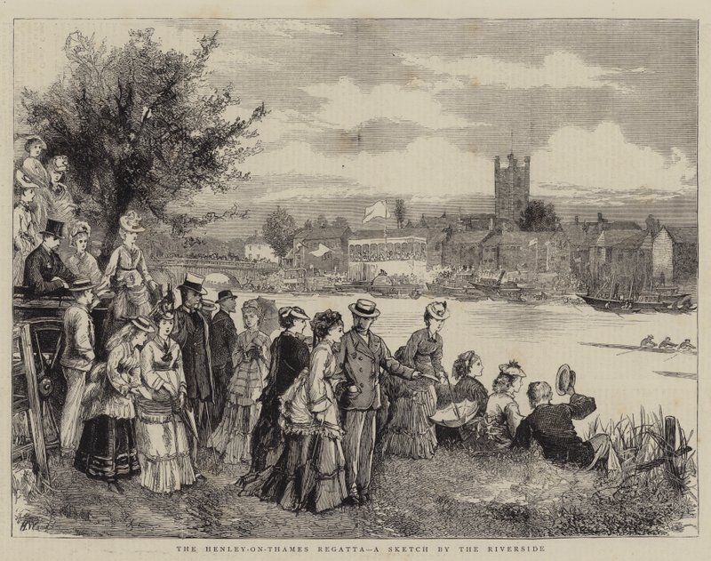Henley-on-Thames-regatta, luonnos joen varrella tekijältä Henry Woods