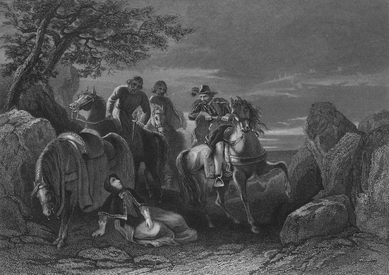 Hugh ONeill, Tyronen jaarli, ja hänen seuraajansa lähdössä Ulsterista Manner-Eurooppaan jaarlien pakomatkan aikana, 4. syyskuuta 1607. tekijältä Henry after Warren