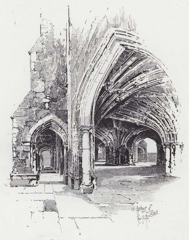 Arches of Crypt (kaiverrus) tekijältä Herbert (after) Railton