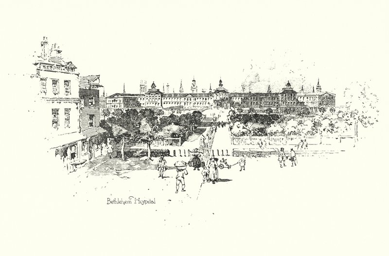 Bethlehem Hospital, Lontoo (litho) tekijältä Herbert (after) Railton