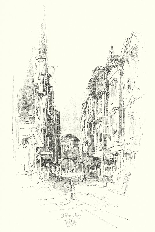 Butcher Row, Lontoo (litho) tekijältä Herbert (after) Railton