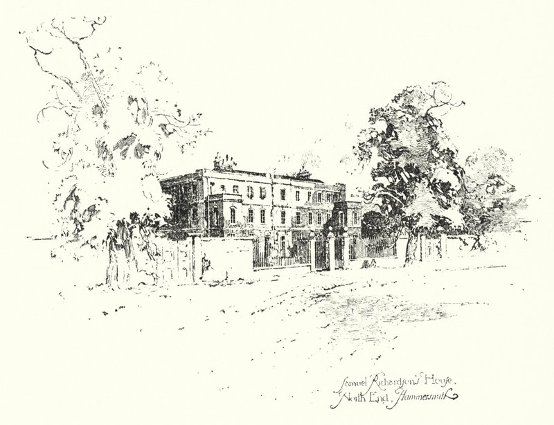 Samuel Richardsonin talo, North End, Hammersmith (litho) tekijältä Herbert (after) Railton