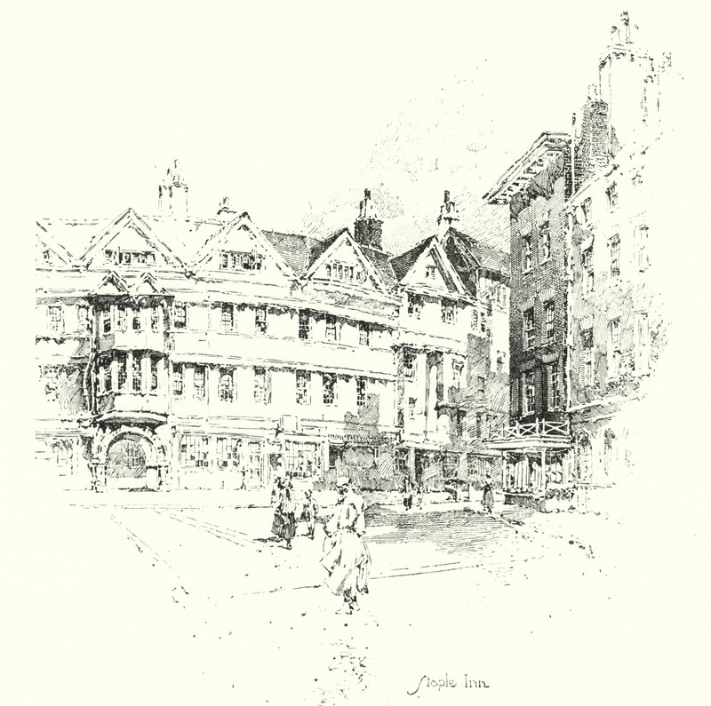 Staple Inn, Lontoo (litho) tekijältä Herbert (after) Railton