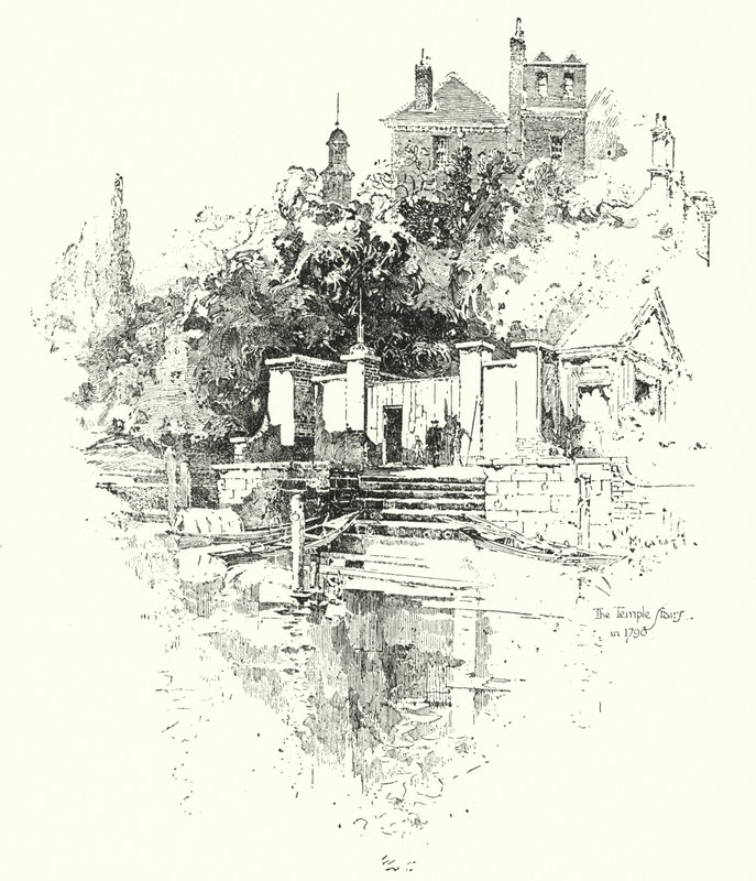 The Temple Stairs, Lontoo, vuonna 1790 (litho) tekijältä Herbert (after) Railton
