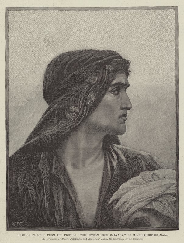 St Johnin pää, kuvasta Paluu ratsuväestä tekijältä Herbert Gustave Schmalz
