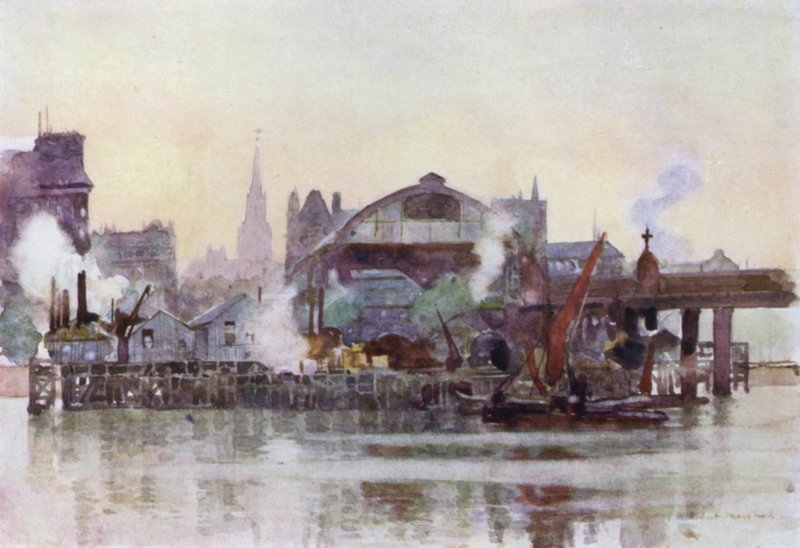 Charing Crossin asema joelta (väri litho) tekijältä Herbert Menzies (after) Marshall