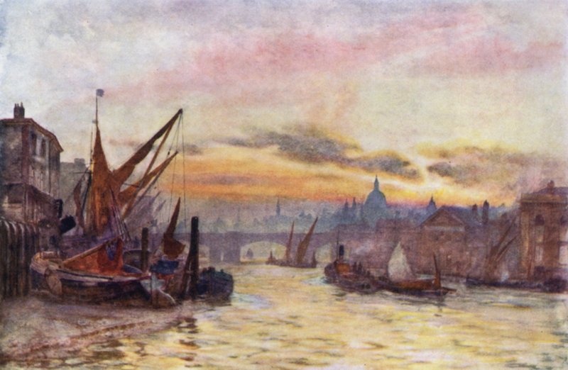 Laskuvesi Southwarkissa (väri litho) tekijältä Herbert Menzies (after) Marshall