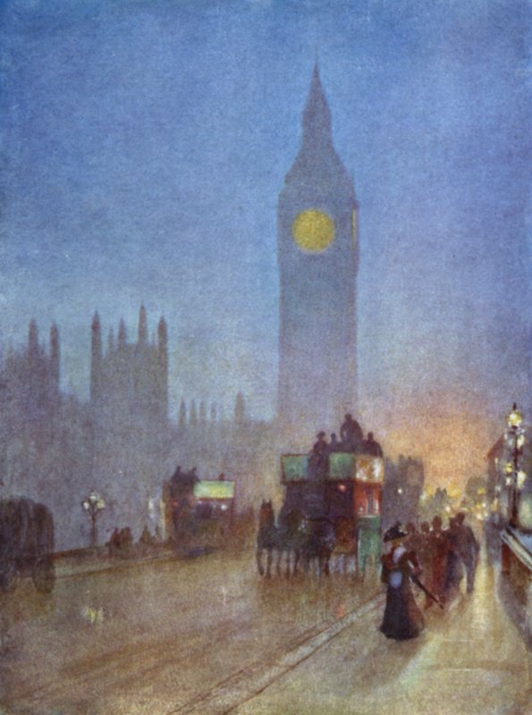 Westminster Bridgellä (väri litho) tekijältä Herbert Menzies (after) Marshall