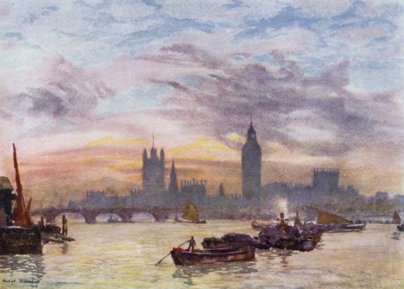 Westminster Towers (väri litho) tekijältä Herbert Menzies (after) Marshall