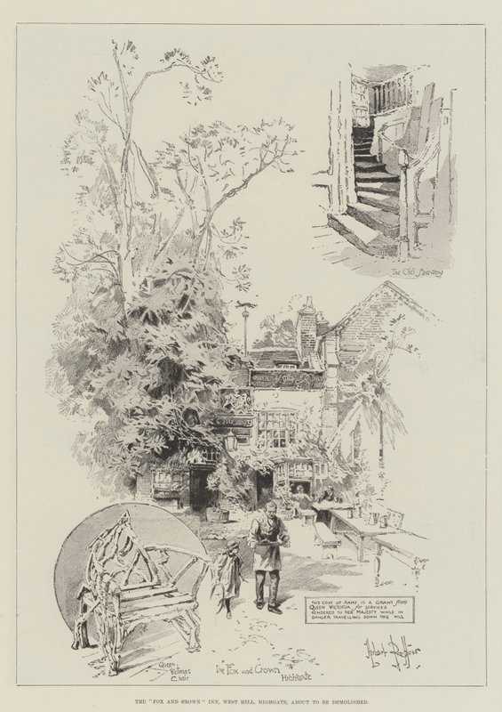 Fox and Crown Inn, West Hill, Highgate, puretaan pian tekijältä Herbert Railton