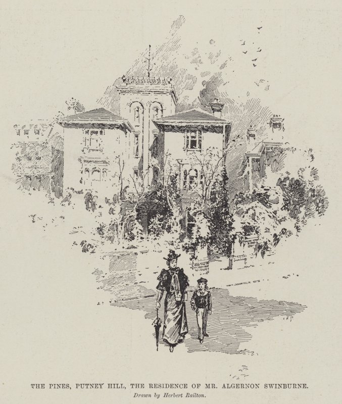 Pines, Putney Hill, herra Algernon Swinburnen asuinpaikka tekijältä Herbert Railton
