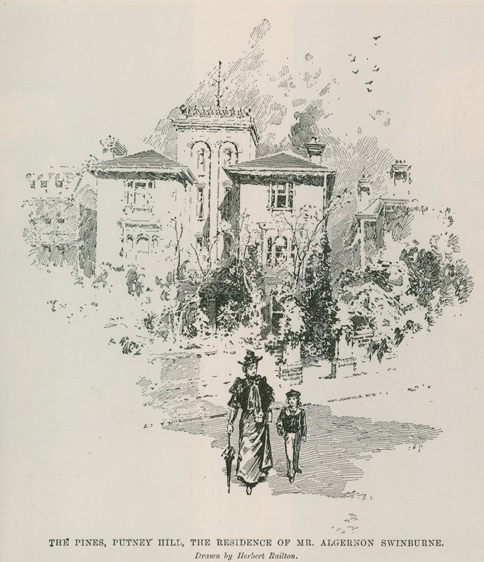 The Pines, Putney Hill, herra Algernon Swinburnen asuinpaikka tekijältä Herbert Railton