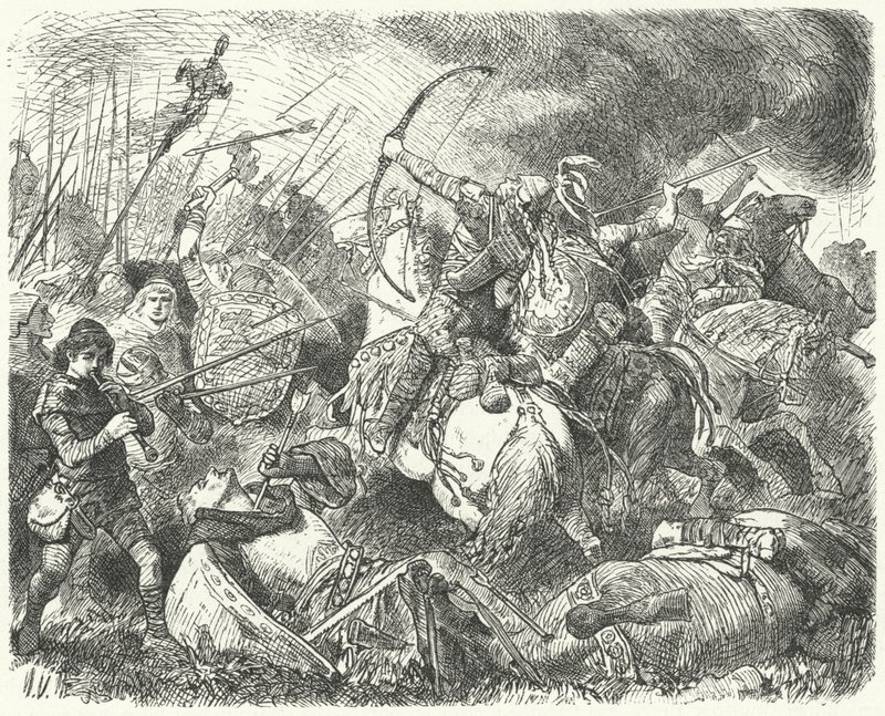 Huni-armeija torjui taistelukentällä tekijältä Hermann Vogel