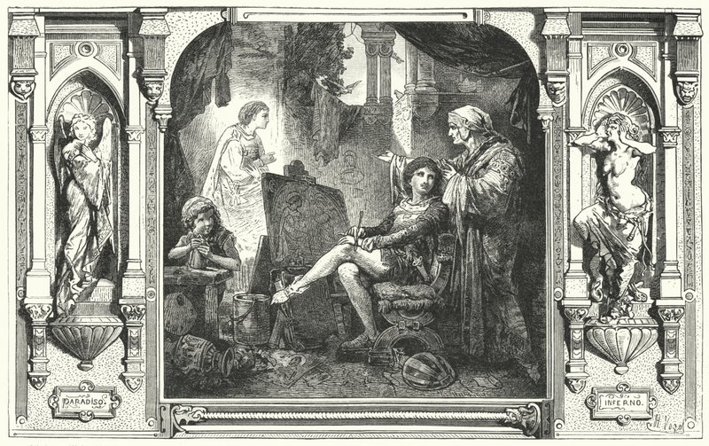 Dante Alighieri Giotton studiossa, 1300-luku tekijältä Hermann Vogel