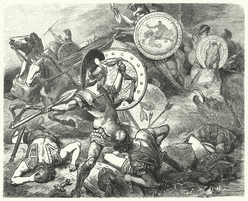 Epaminondas pelasti Pelopidasin hengen Mantinean taistelussa, 385 eaa. tekijältä Hermann Vogel