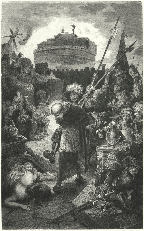 Saksalaiset Landsknechtit ryöstävät Roomaa, 1527 tekijältä Hermann Vogel