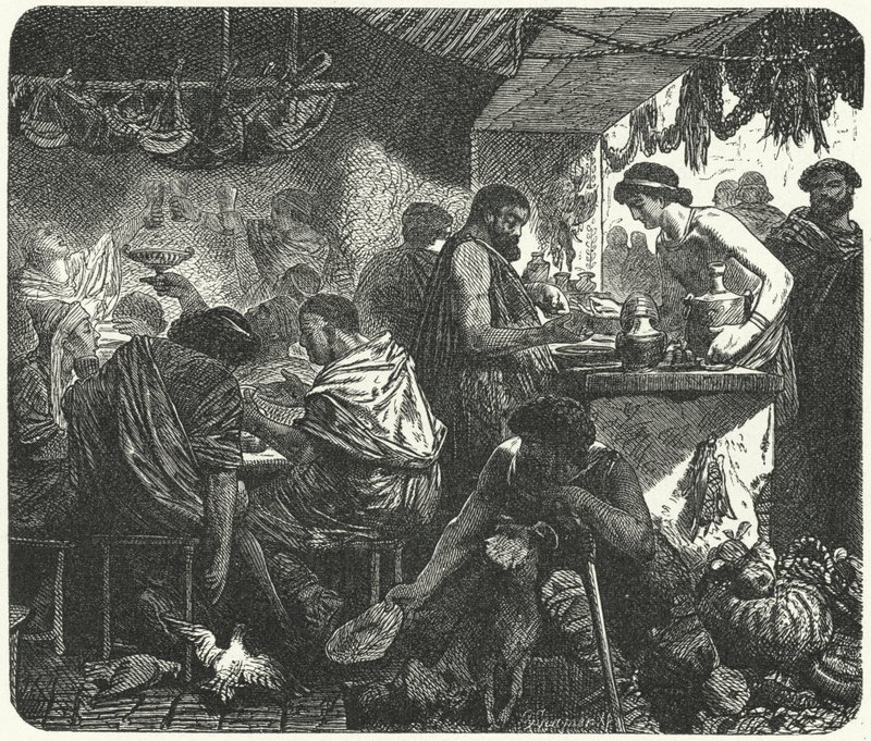 Kohtaus tavernassa muinaisessa Roomassa tekijältä Hermann Vogel