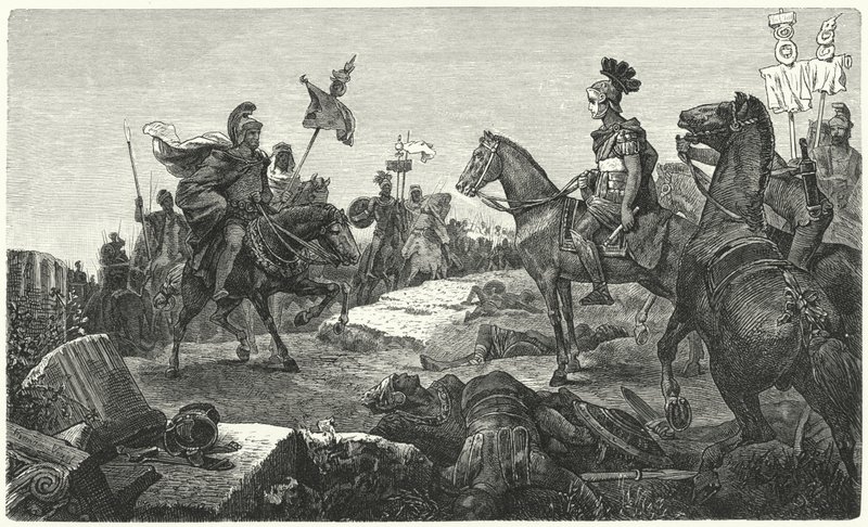 Scipio Africanuksen ja Hannibalin tapaaminen ennen Zaman taistelua, 202 eaa tekijältä Hermann Vogel