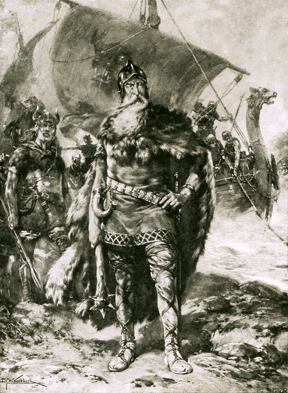Suuri viikinki, kuvitus "Historian huippuja" -sarjasta tekijältä Hermanus Willem Koekkoek