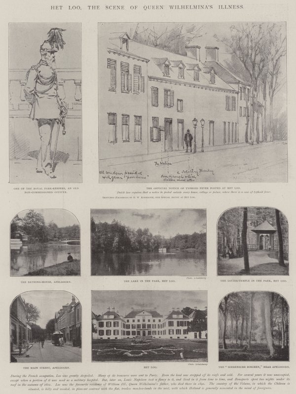 Het Loo, kohtaus kuningatar Wilhelminan sairaudesta tekijältä Hermanus Willem Koekkoek