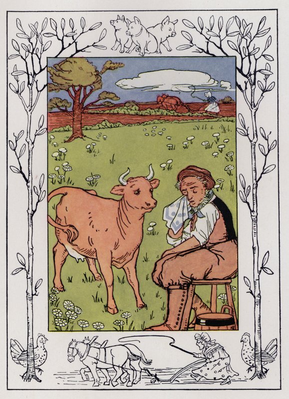 Vanha mies ja hänen vaimonsa (väri litho) tekijältä Hilda Broughton