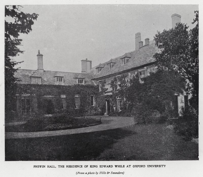 Frewin Hall, kuningas Edward VII:n asuinpaikka opiskellessaan Oxfordin yliopistossa (m/v kuva) tekijältä Hills and Saunders