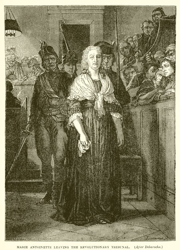 Marie Antoinette jättää vallankumouksellisen tuomioistuimen tekijältä Hippolyte Delaroche