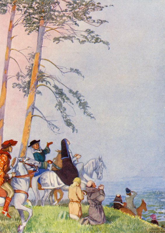 Pyhiinvaeltajien ensimmäinen näkymä Canterburyyn (värilitografia) tekijältä Honor Charlotte Appleton